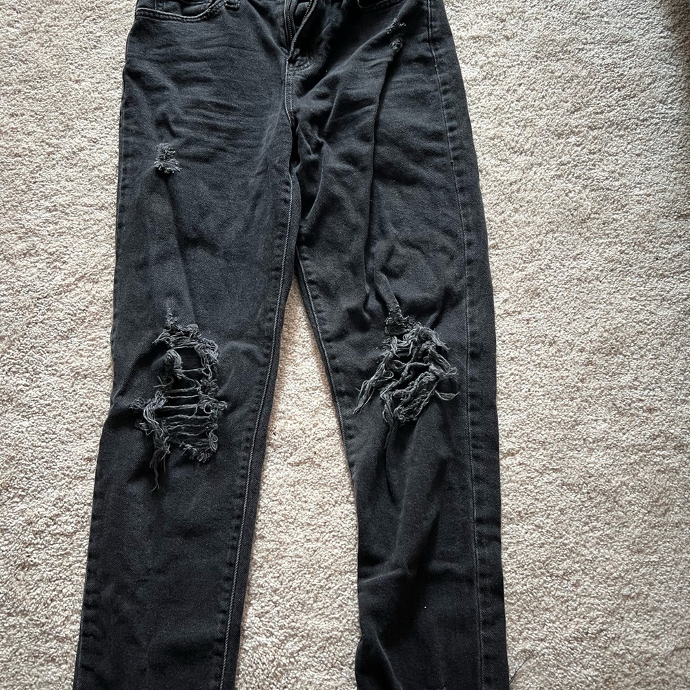 SO Black Skinny Distressed Jeans with Knee Rips